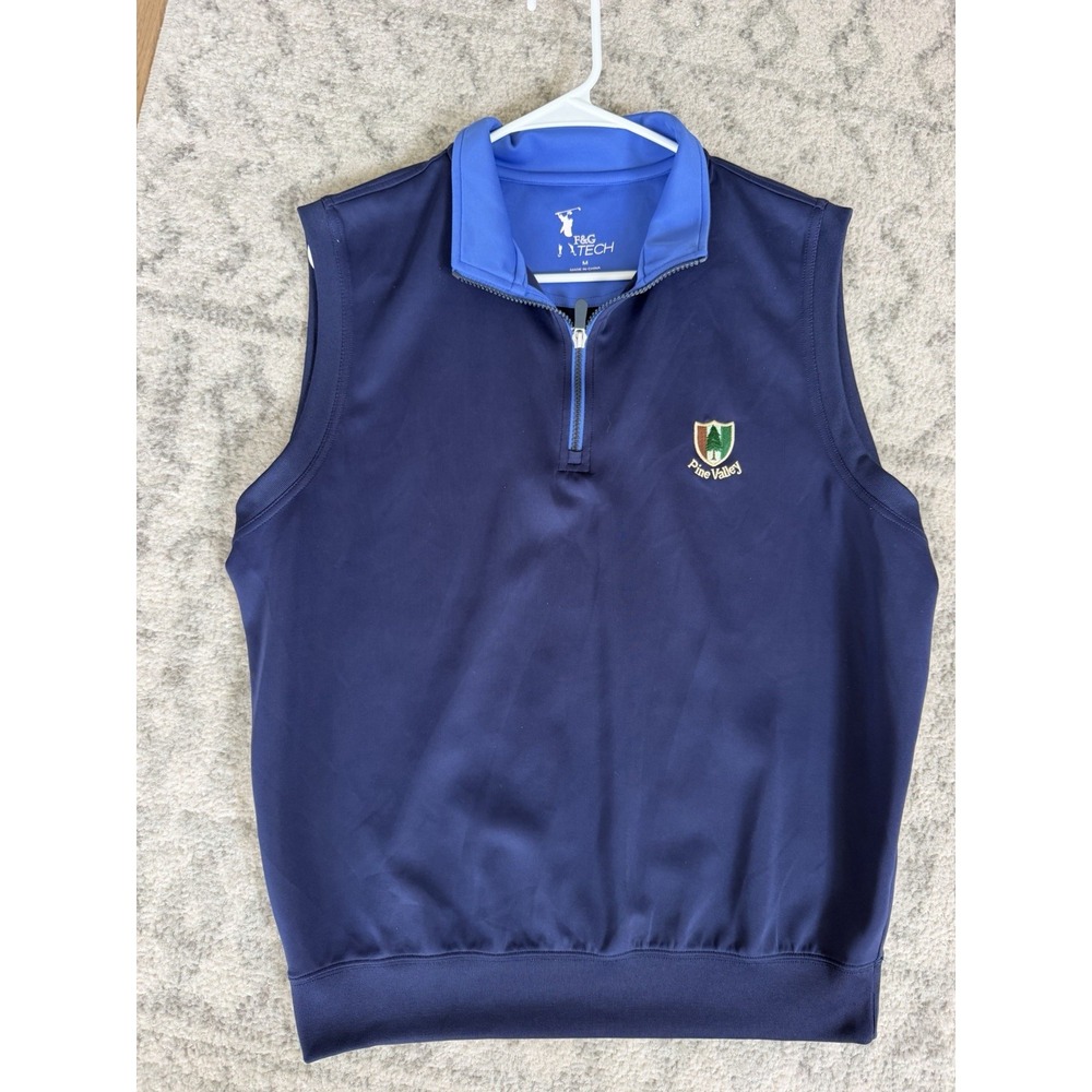 Pine Valley Golf Club Fairway & Greene F&G Tech Vest Mens M Navy 1/4 Zip